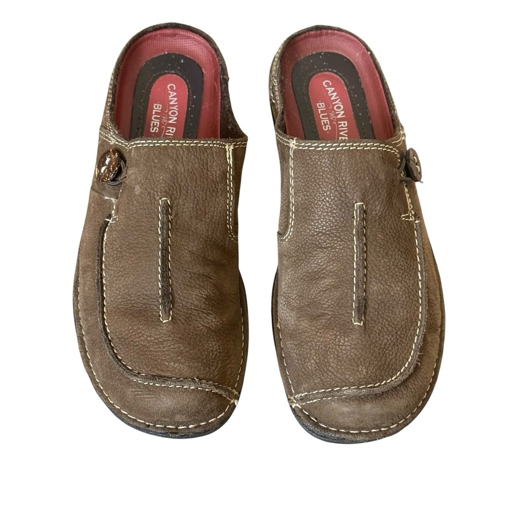 Canyon River Blues Women's Size 6 Brown Leather‎ Casual Slip-Ons Mules Neutral